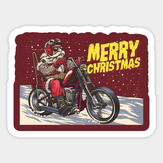 Hand drawn santa claus riding a chopper Sticker by kameleon